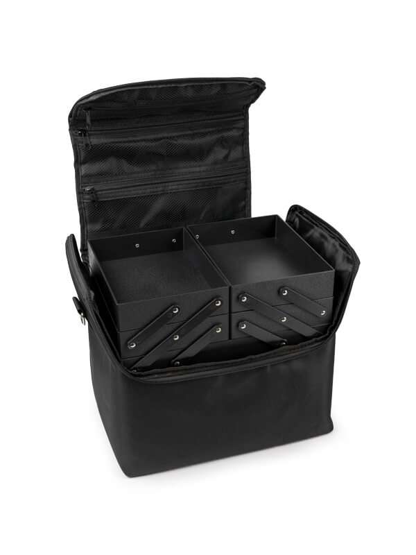 Phi Cosmetic Case – Permanent Makeup Train Case Portable Bag – 5 Tray Organizer (Black) Phi Academy